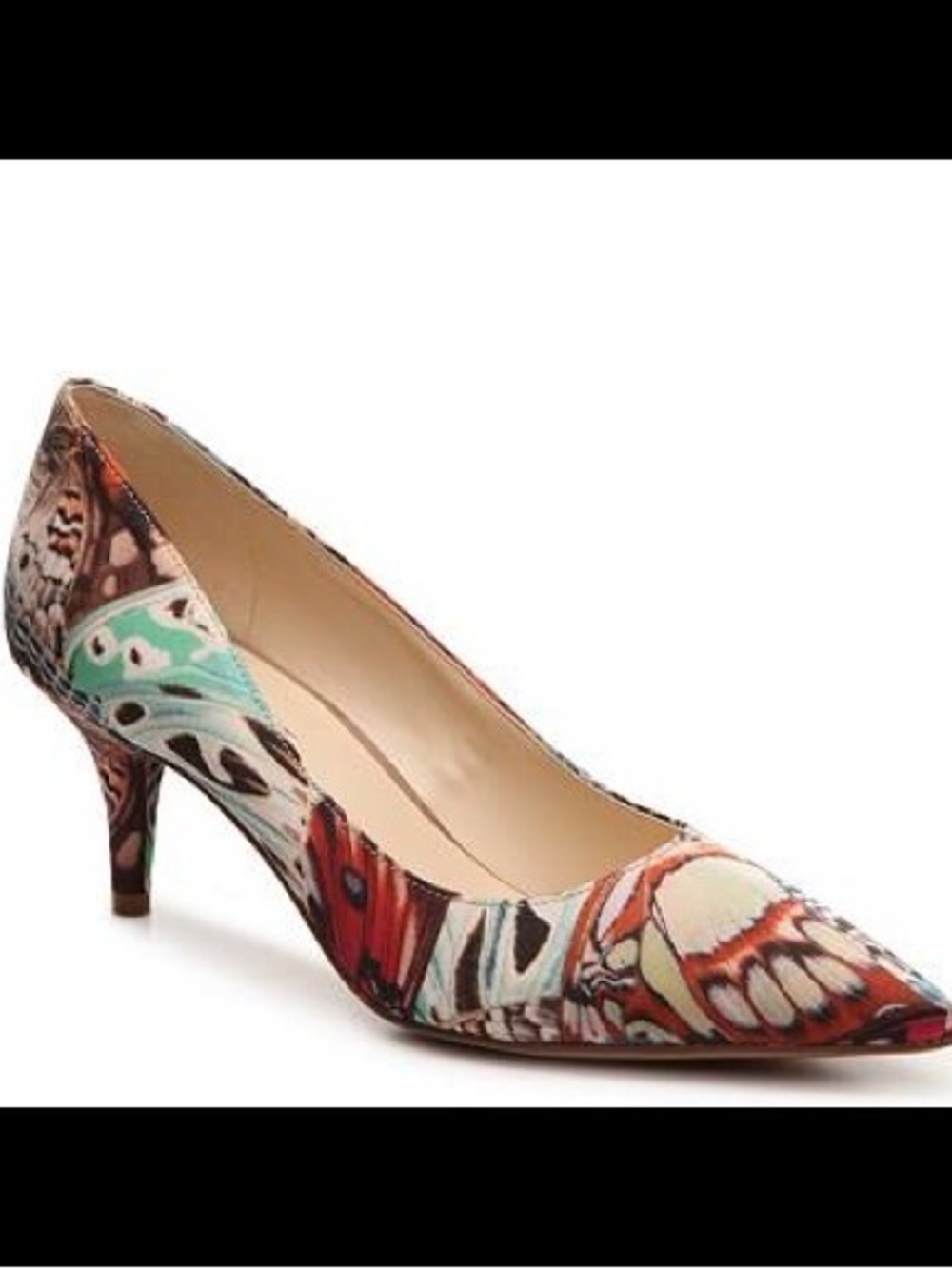 Nine West Multicolor Printed Pointed-Toe Kitten Heel Pumps